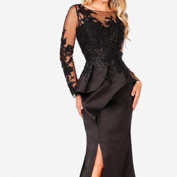 NWT Terani Couture 231M0482 Mikado Evening Dress Black 4 - Picture 1 of 6